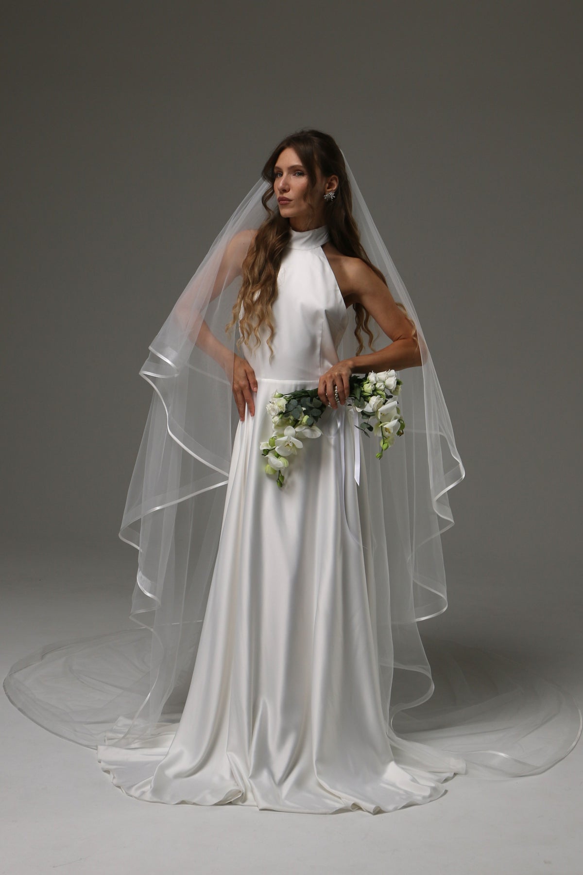 Two Tier Wedding Veil, Simple Bridal Veil, Soft Tulle Wedding Veil, Minimalist Bridal Veil, Elegant Flowing Wedding Veil