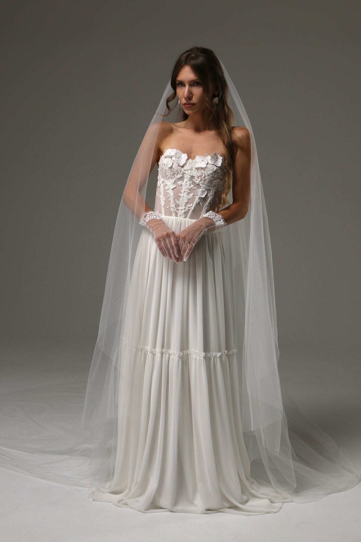 Two Tier Wedding Veil, Soft Tulle Bridal Veil, Simple Wedding Veil, Minimalist Bridal Veil, Elegant Layered Veil