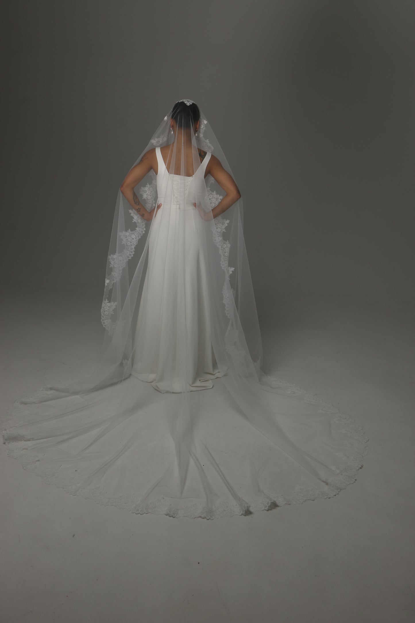 Cathedral Mantilla Veil with Lace Edge Spanish Bridal Veil