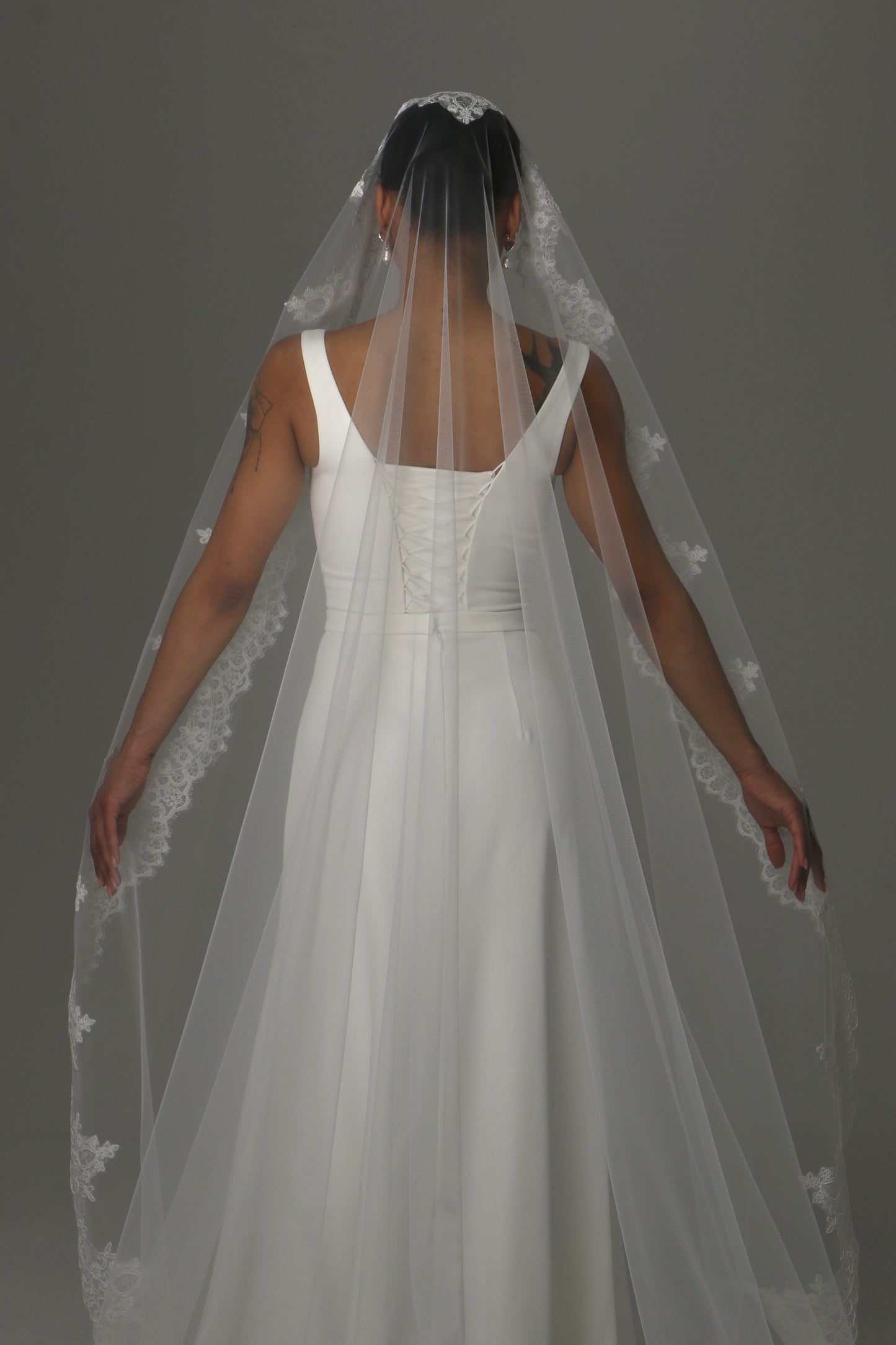 Cathedral Mantilla Veil with Lace Edge Spanish Bridal Veil