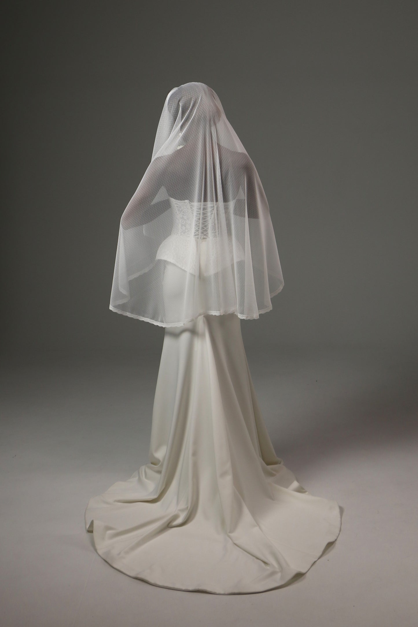 Elegant wedding veil paired with a modern bridal gown.