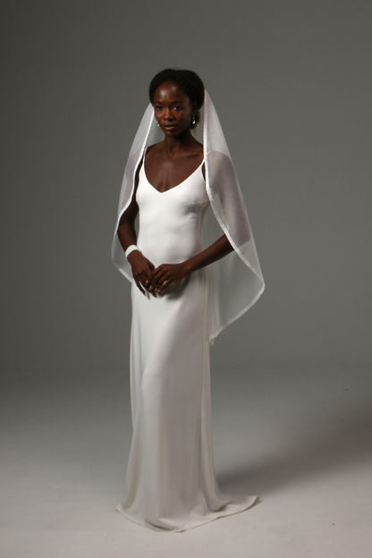 Lightweight wedding veil crafted from premium dotted tulle.