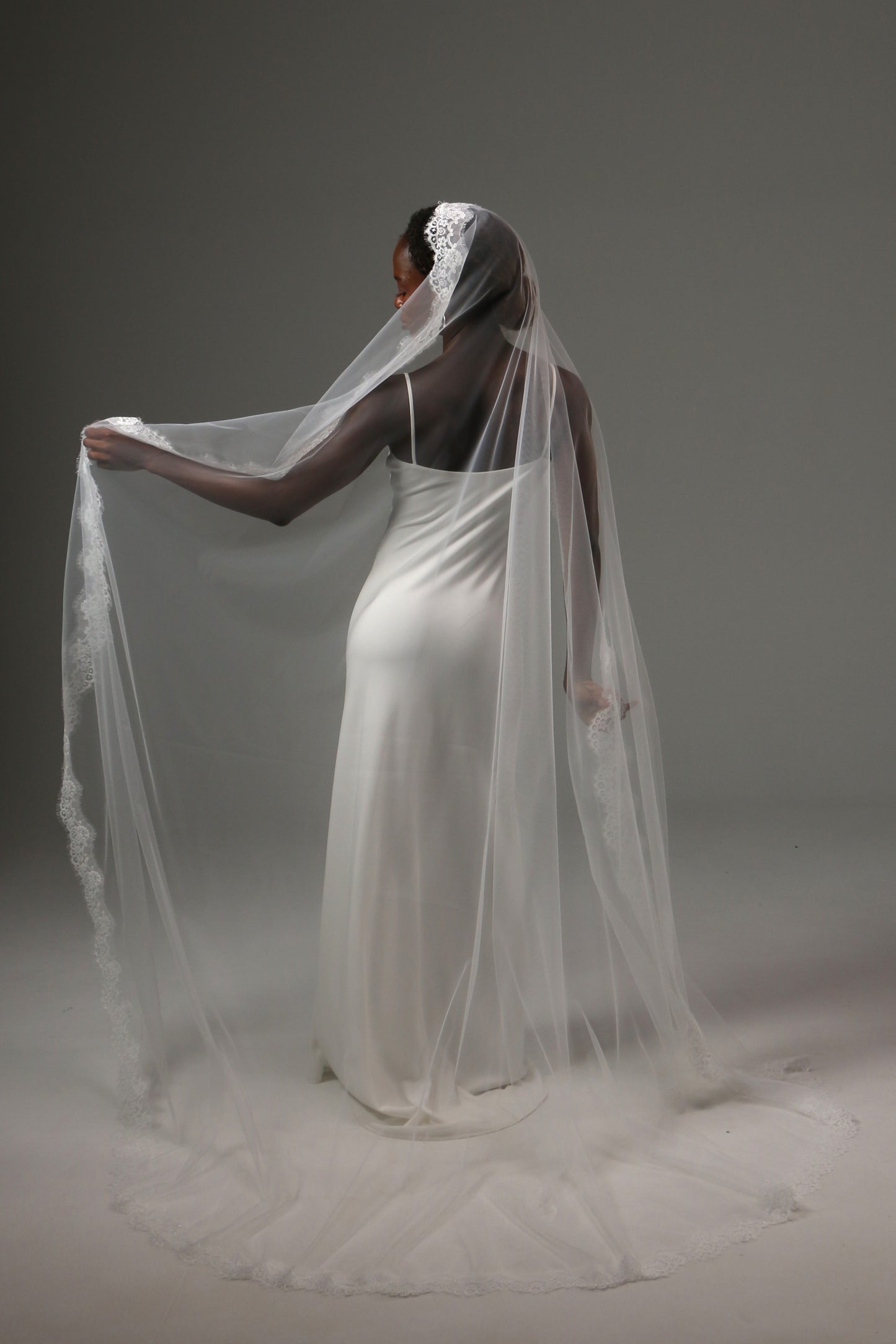 Classic cathedral wedding veil designed for elegant ceremonies.
