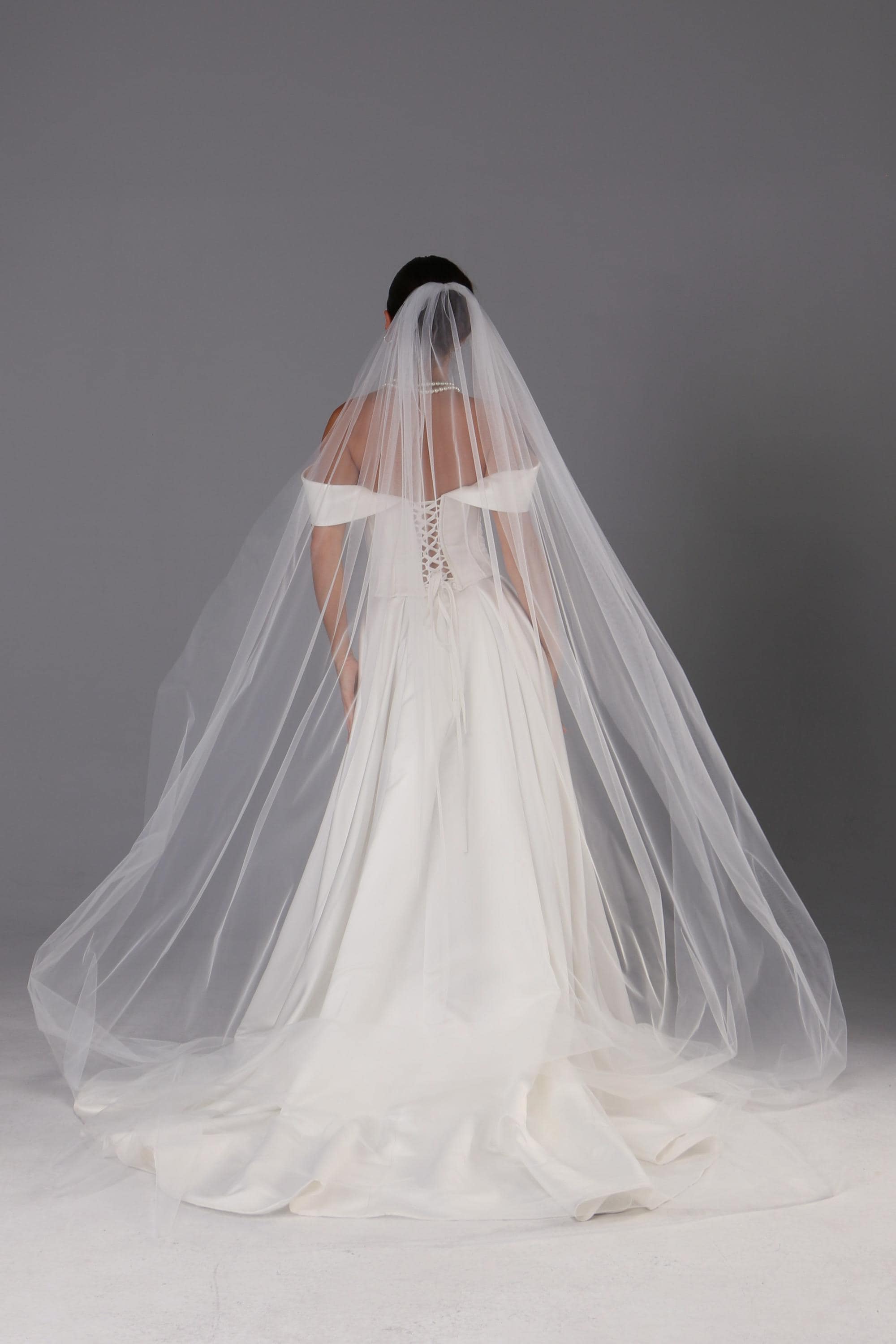 Minimalist Wedding Veil 108 Inch Cathedral, Single Tier Raw Edge Veil, Soft Tulle Bridal Veil, Simple Modern Bride Veil
