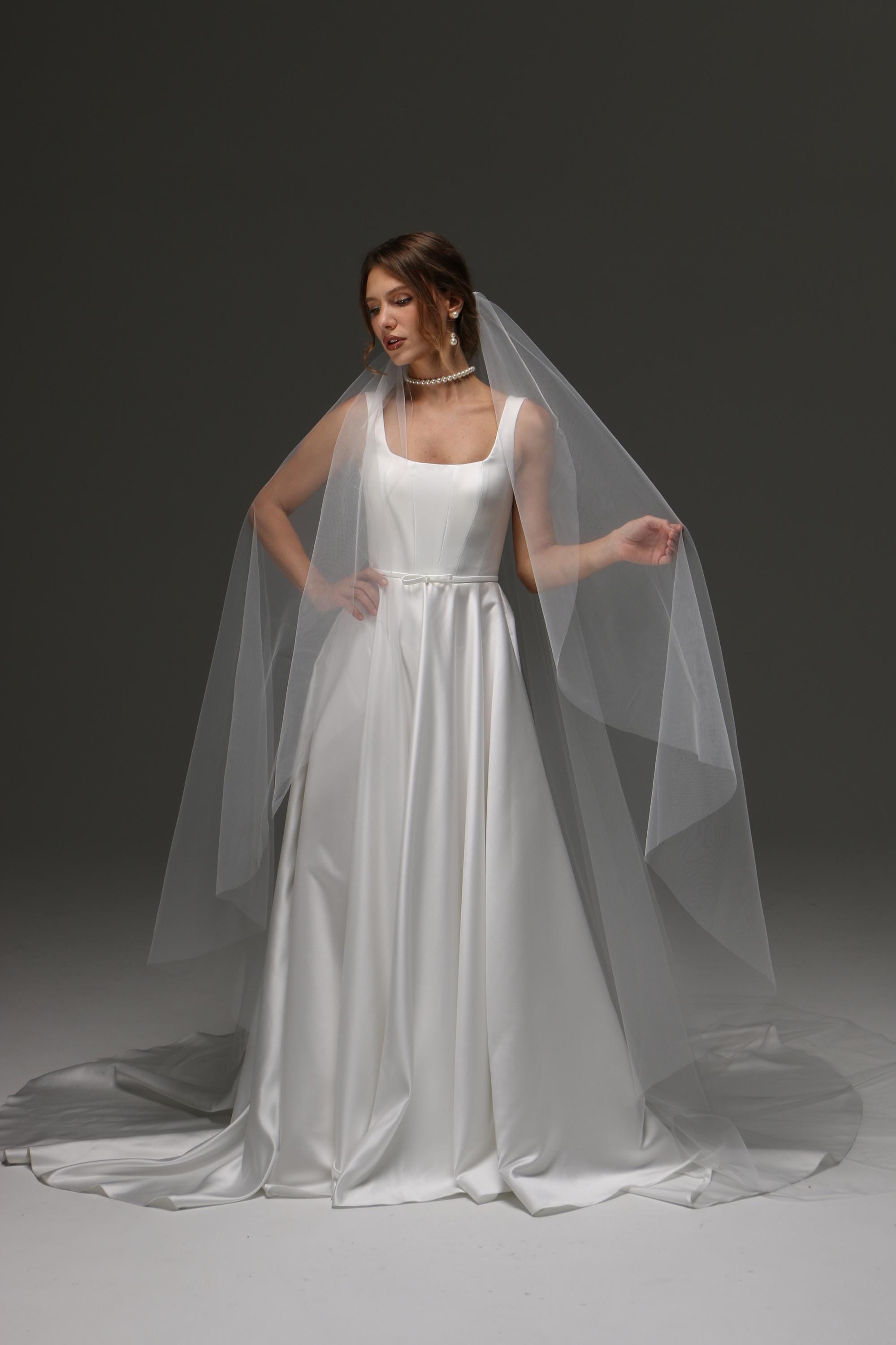 Handmade Ivory Wedding Veil – Cathedral Cascade, Italian Tulle