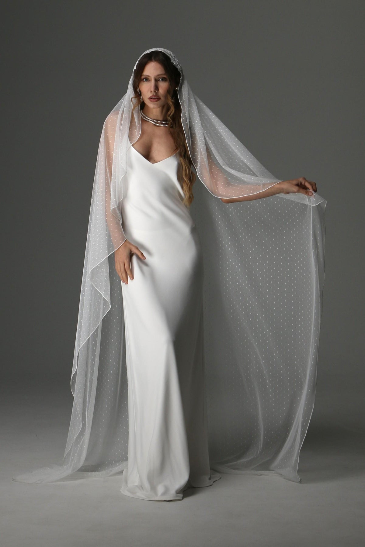 Romantic Juliet Cap Wedding Veil with Lace Appliqués – Single Tier Bridal Veil