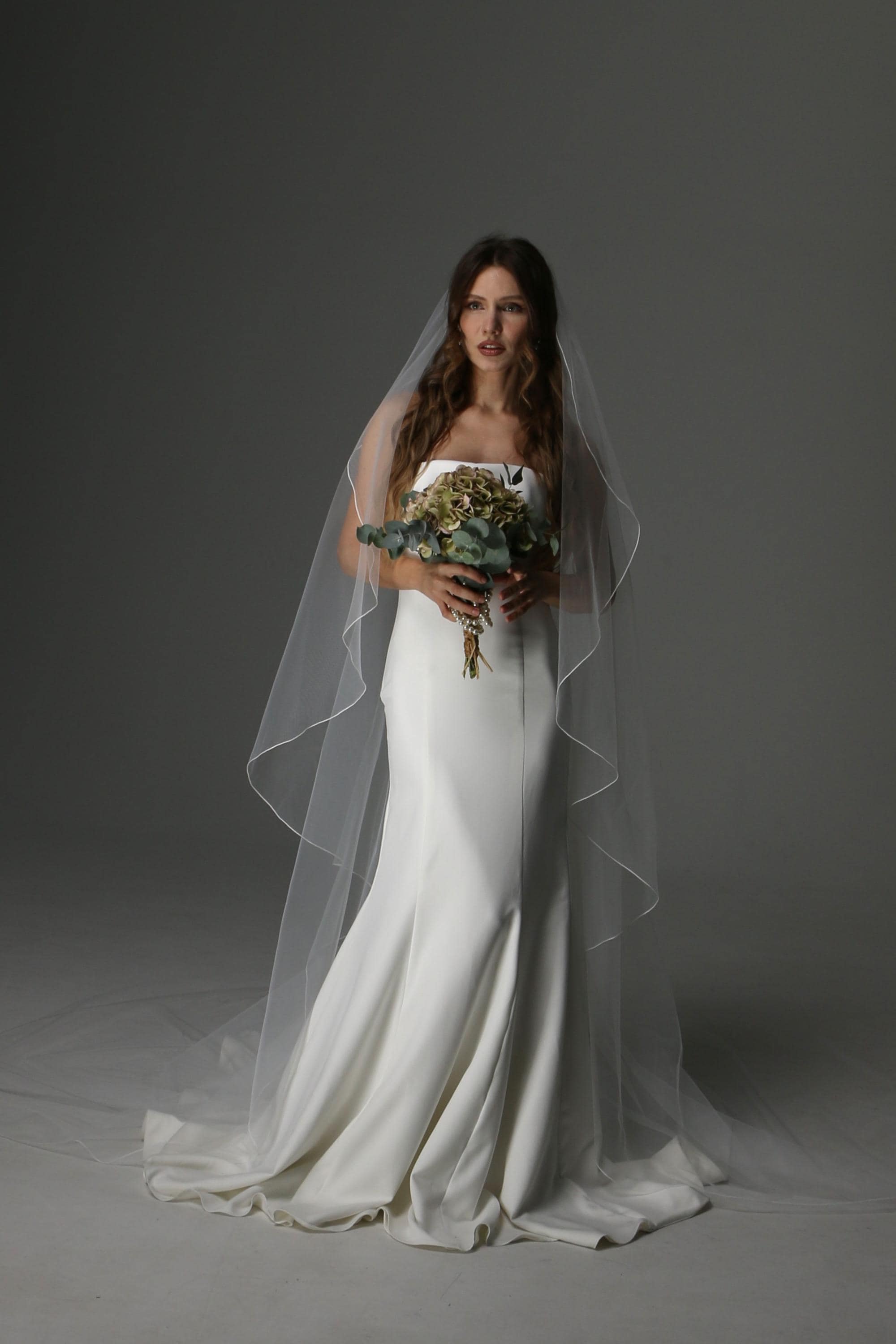 Cathedral Length Wedding Veil One Tier Cascade Pencil Edge Bridal Veil Soft Tulle Minimalist Long Veil Modern Bride